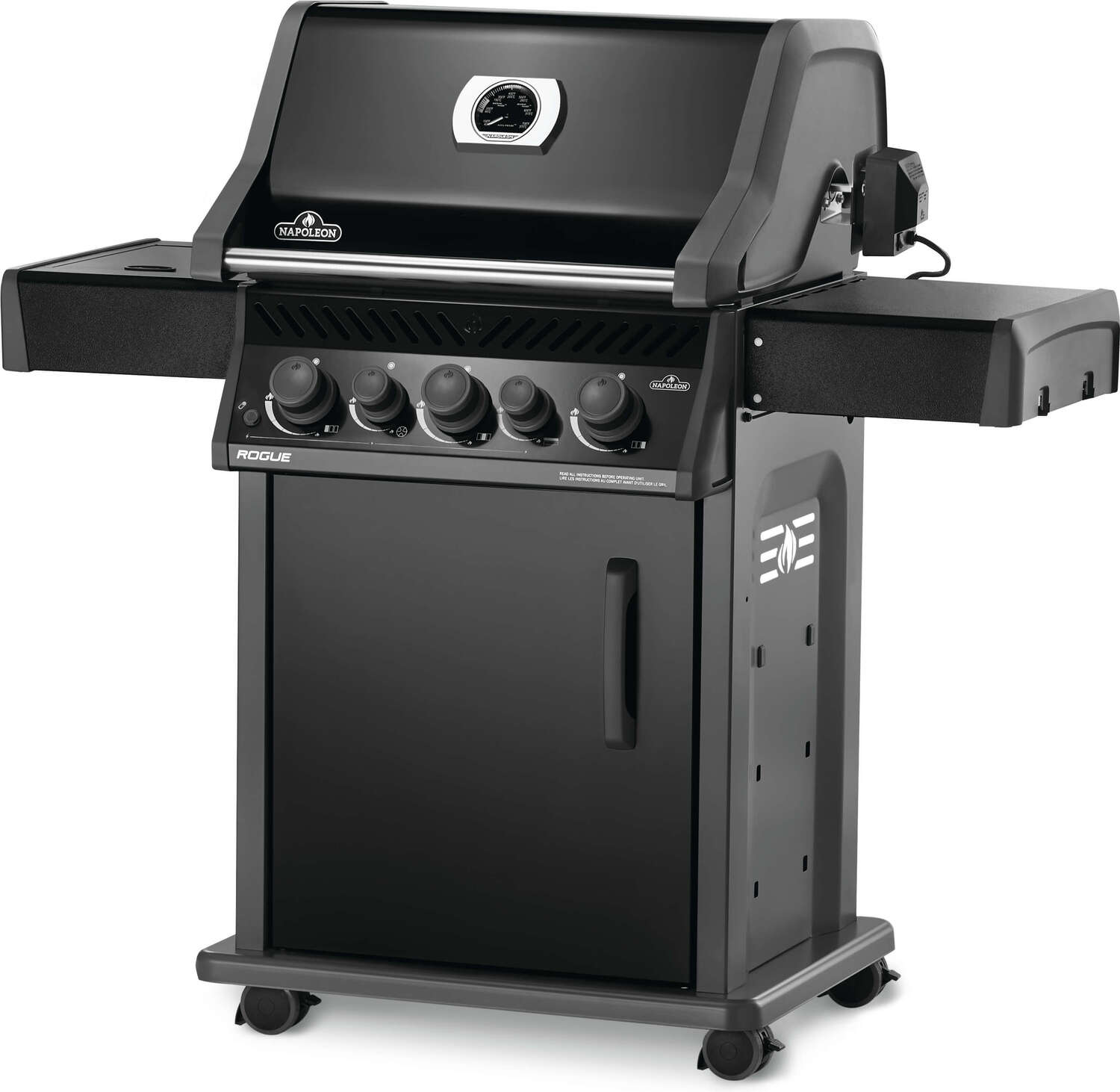 Napoleon gasbarbecue Rogue 425 met achter- en zijbrander inclusief spit 130 x 64 x 160 cm