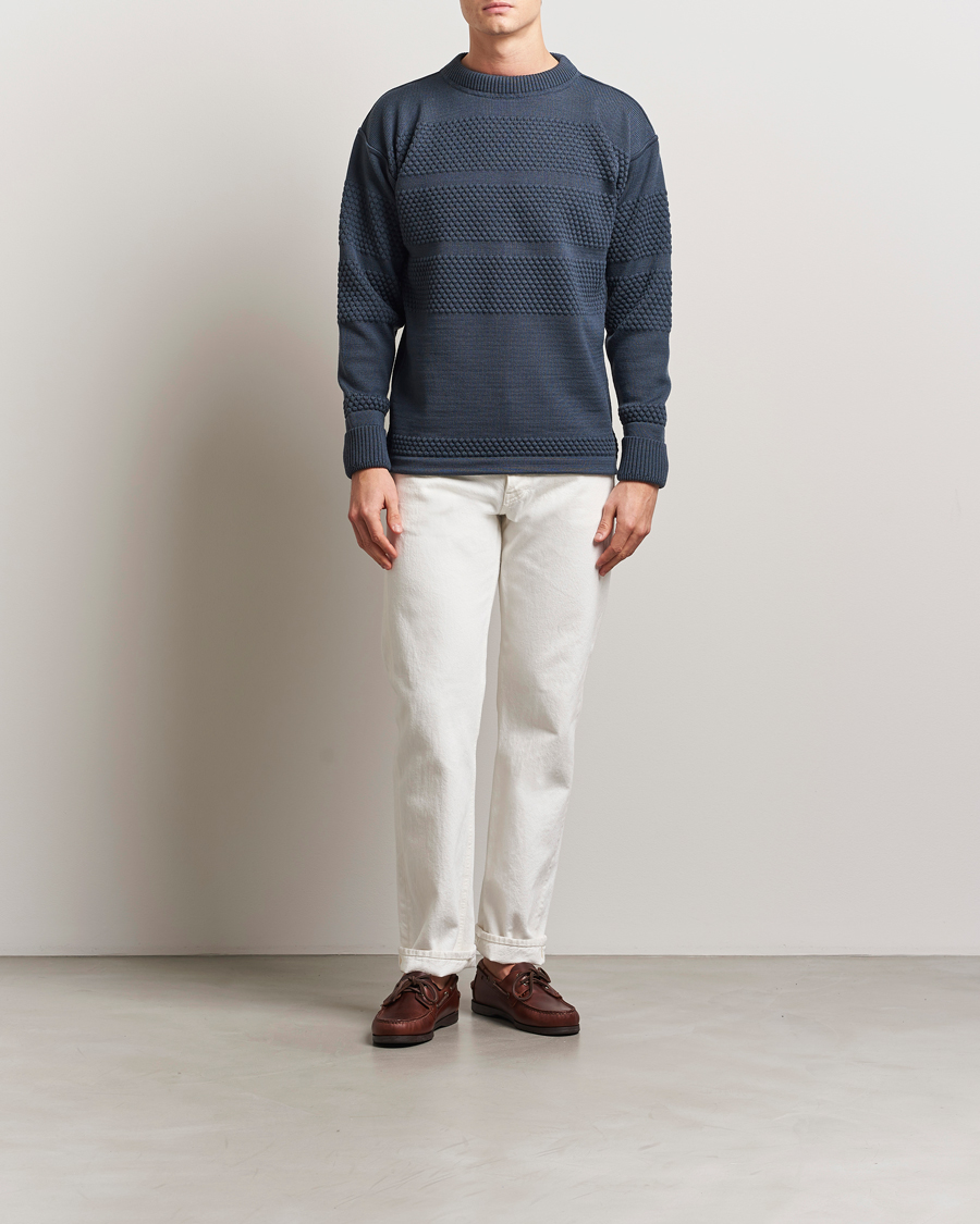 S.N.S. Herning Fisherman Wool Crew Neck Sweater Faded Mineral Blue