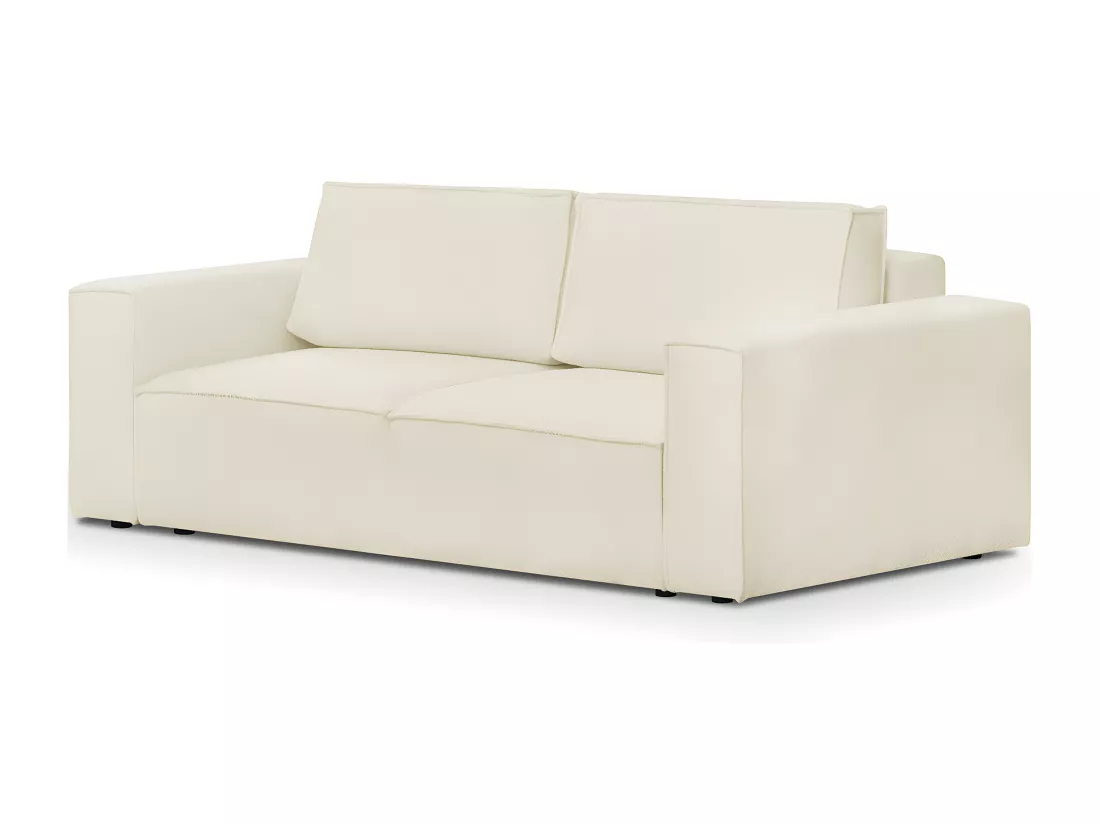 Canapé modulable 3 places en tissu bouclé écru - Harper Mod