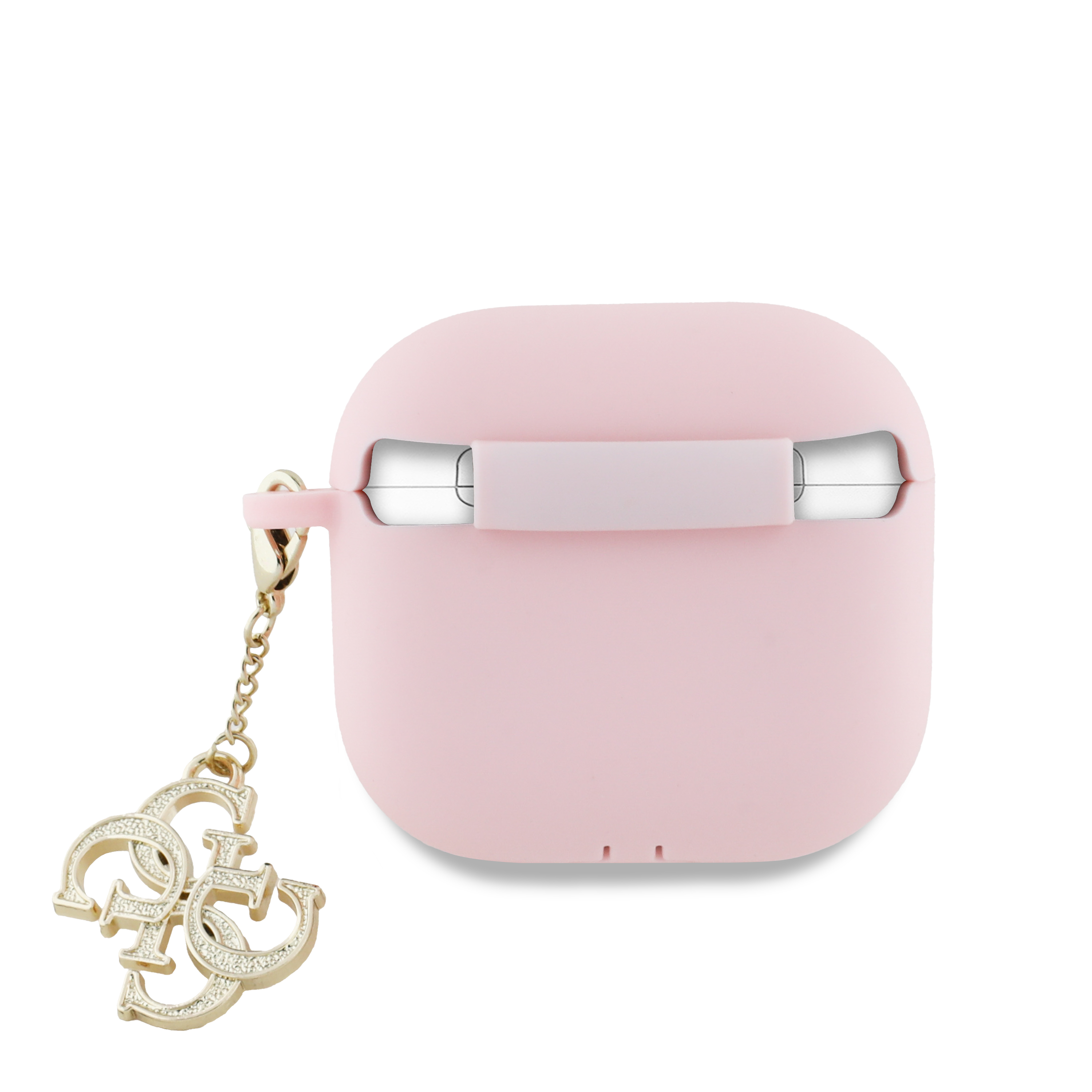 AirPods 4 Silikon Schutzhülle   Logo Anhänger (GUA4LECG4P) - Rosa / Gold