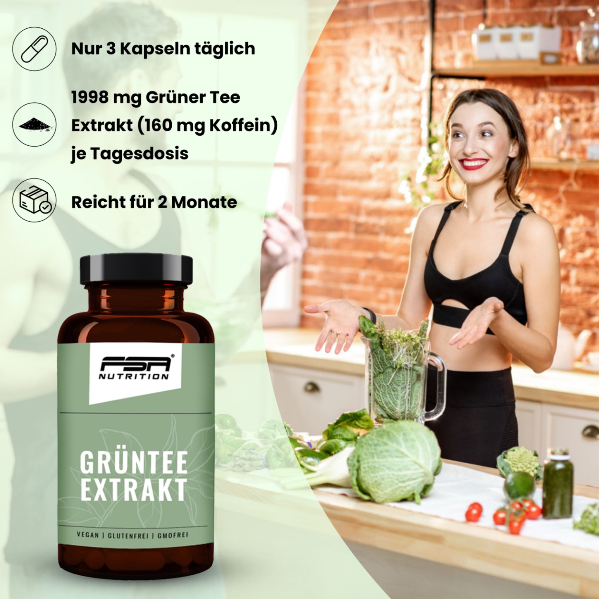 FSA NUTRITION Grüntee Extrakt 180 Kapseln im Glas