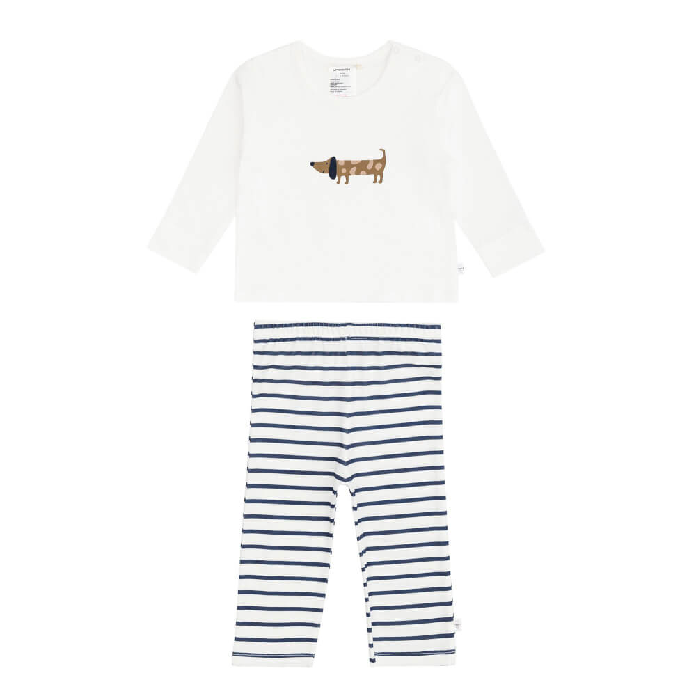 Long Sleeve Set Dog milky/navy, 86/92,