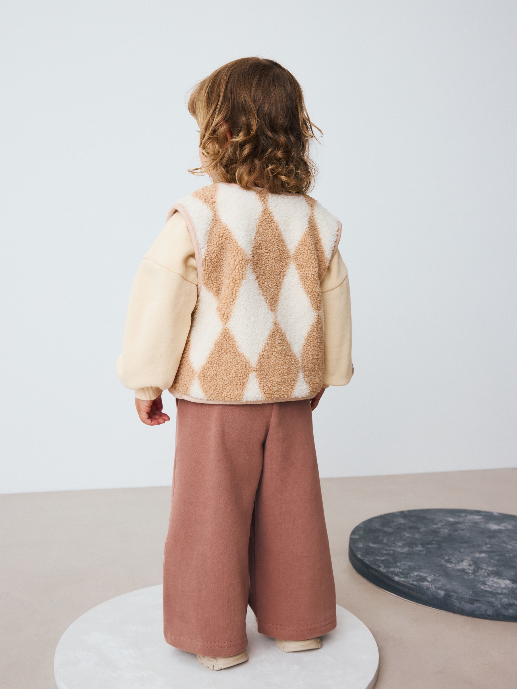 Neutral Teddy Bear - Gilet, Sweatshirt & Wide Leg Joggers 3 Piece Set (3mths-7yrs)