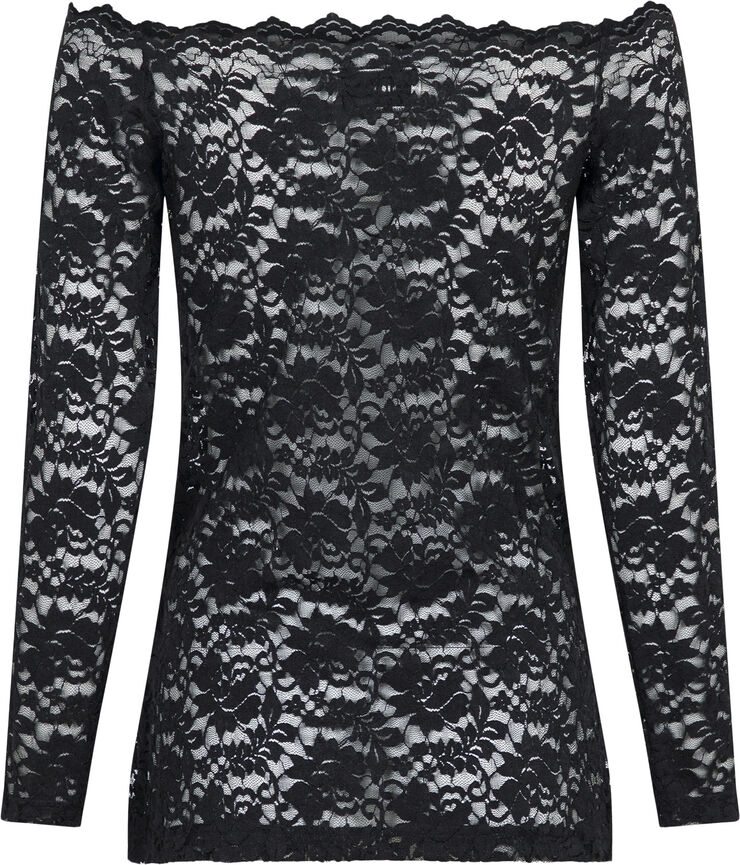 Neo Noir Casadi Lace Flower Blouse Black