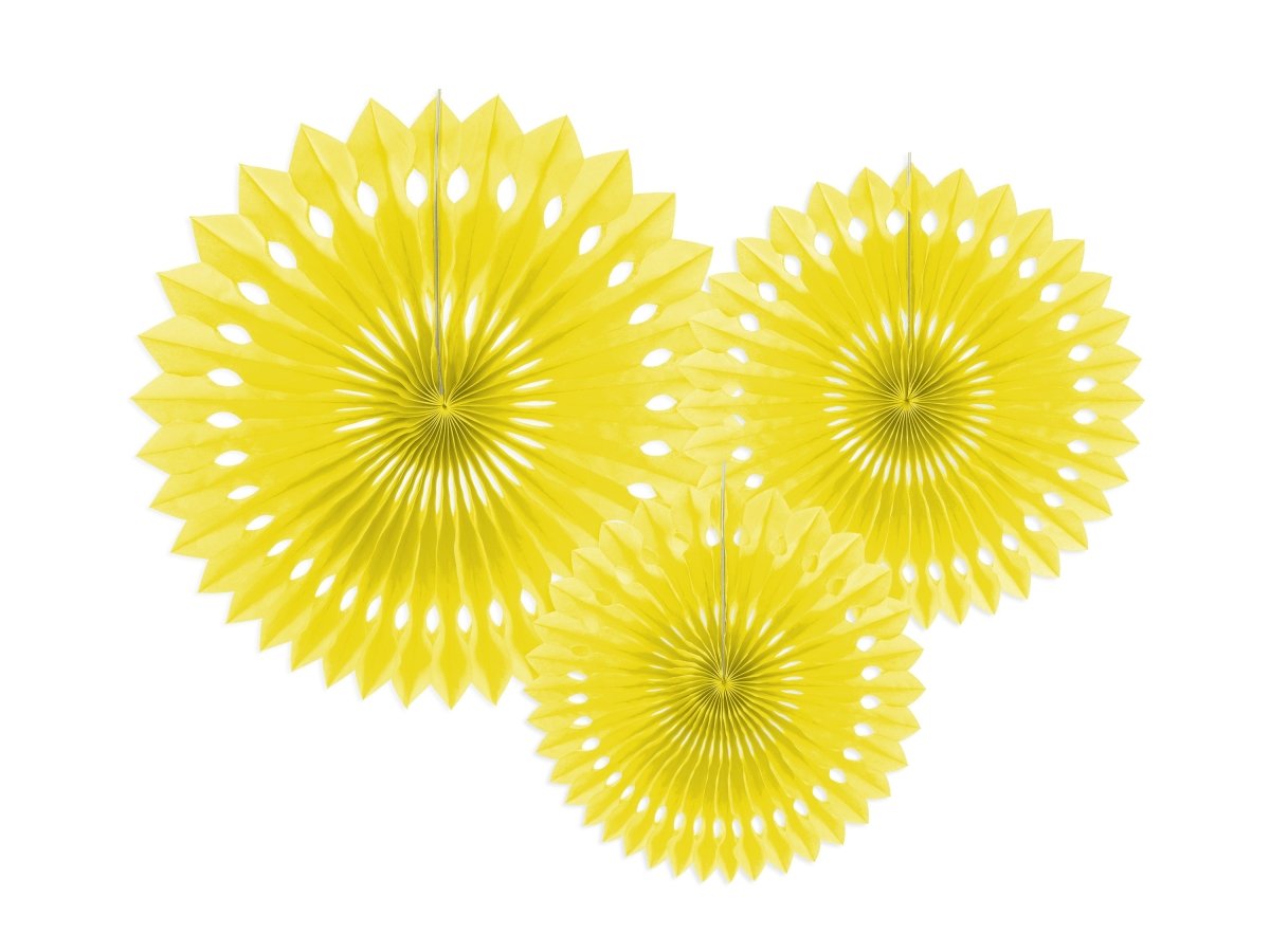 Gele Papieren Waaiers 20cm 3st