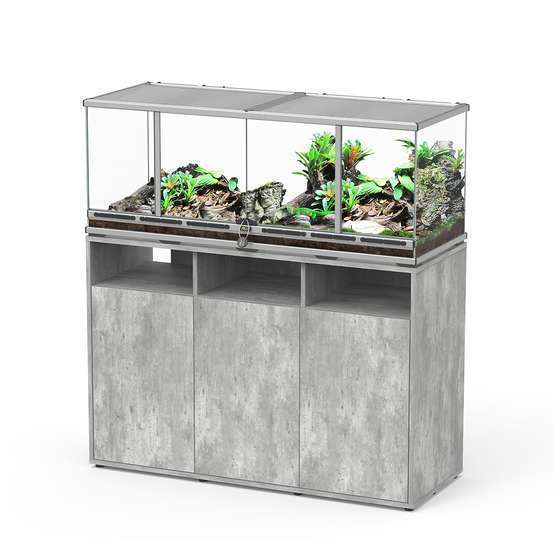 Terrarium et Meuble avec portes Béton L.118xP.45xH.45cm