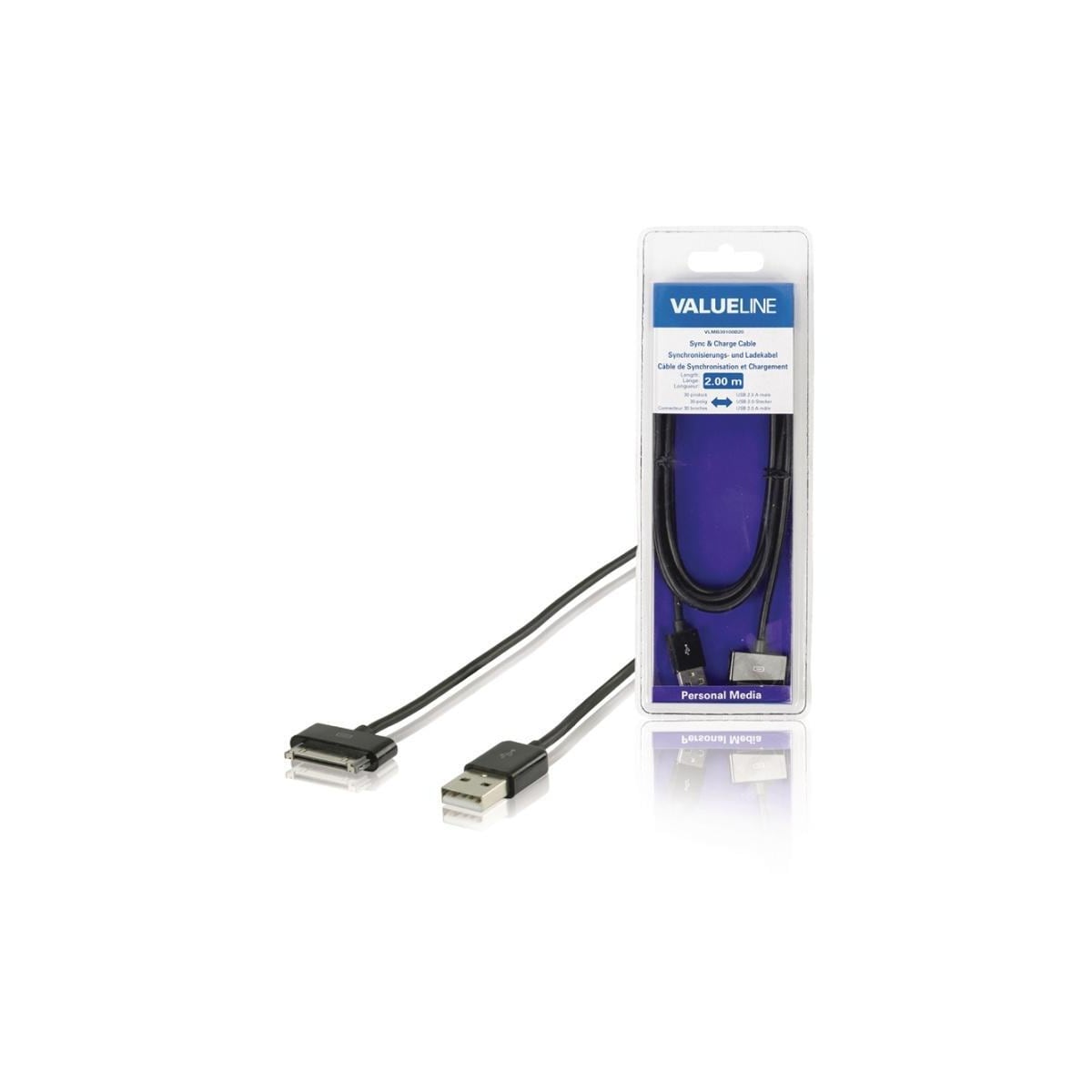 Sync og Ladekabel Apple Dock 30-Pin - USB A Han 2.00 m Sort