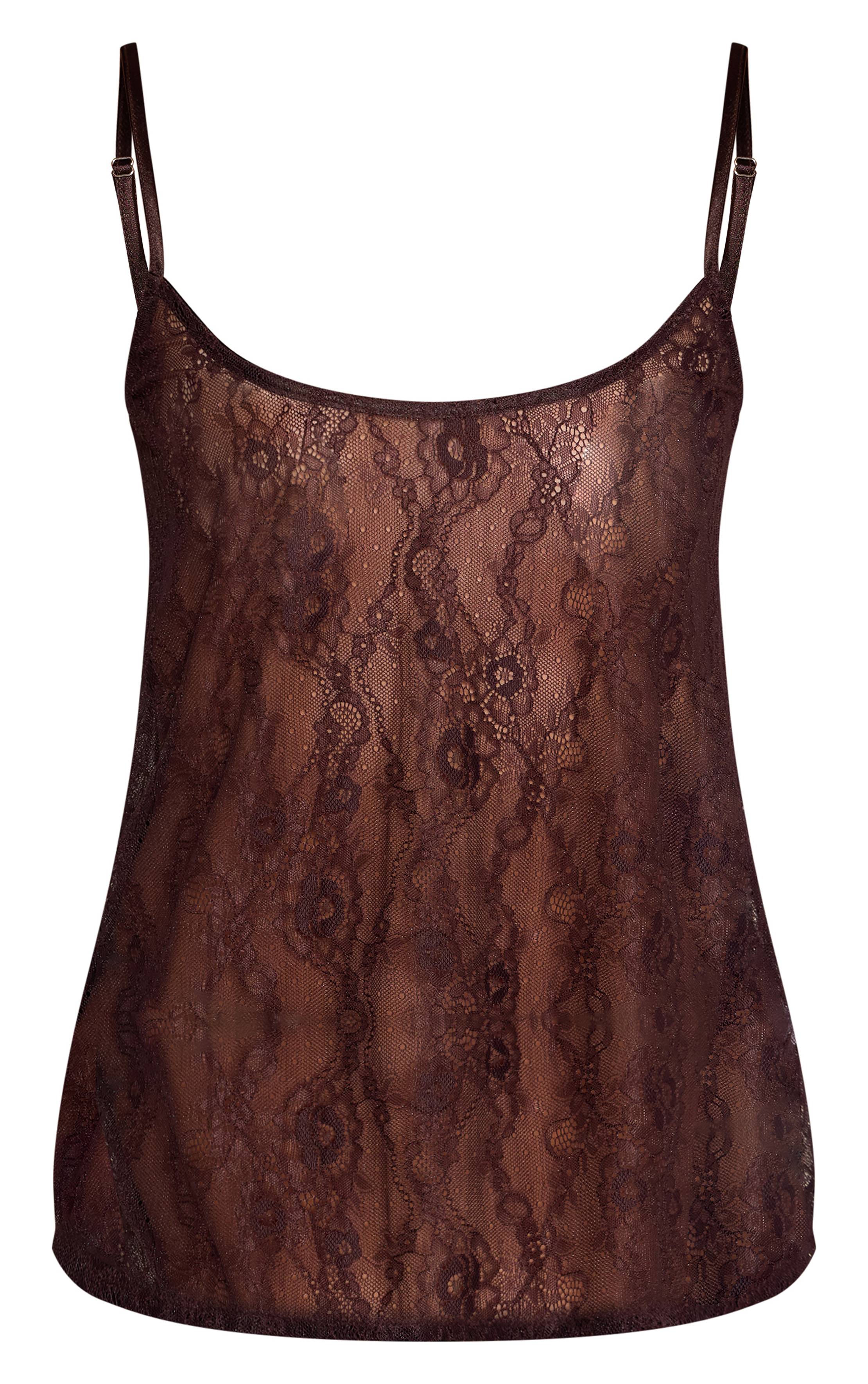 Chocolat Caraco Long En Dentelle Délicate