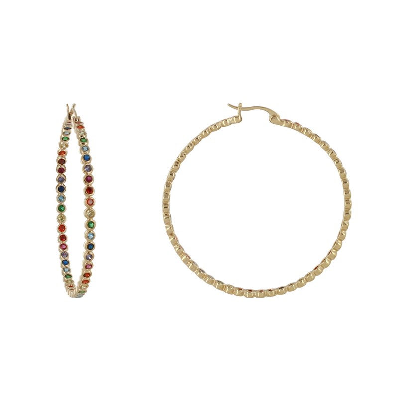 Boucles d'Oreilles Plaqué Or Créoles Arc en Ciel