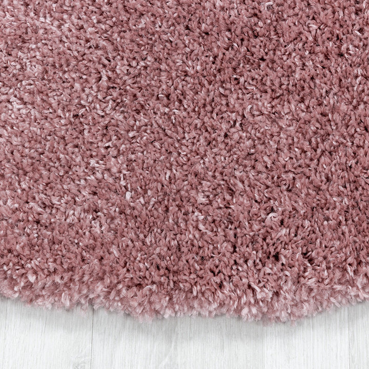 Rond hoogpolig vloerkleed - Fuzzy Roze | Stijlvol