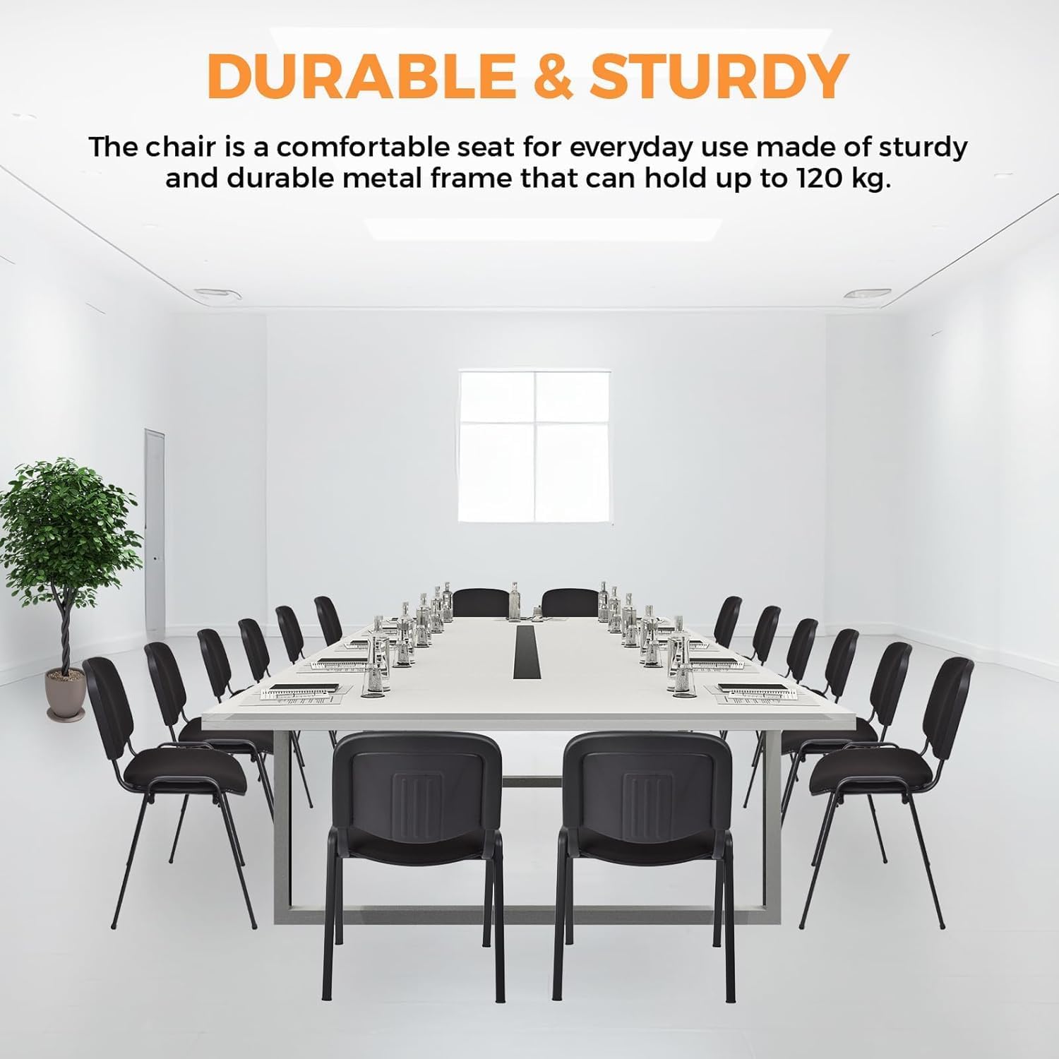 Topsit Besucherstühle 8er Set, stapelbare Konferenzstühle ohne Armlehnen, Stapelstühle mit Metallgestell, für Büro, Konferenz, Reception (Antrazit)