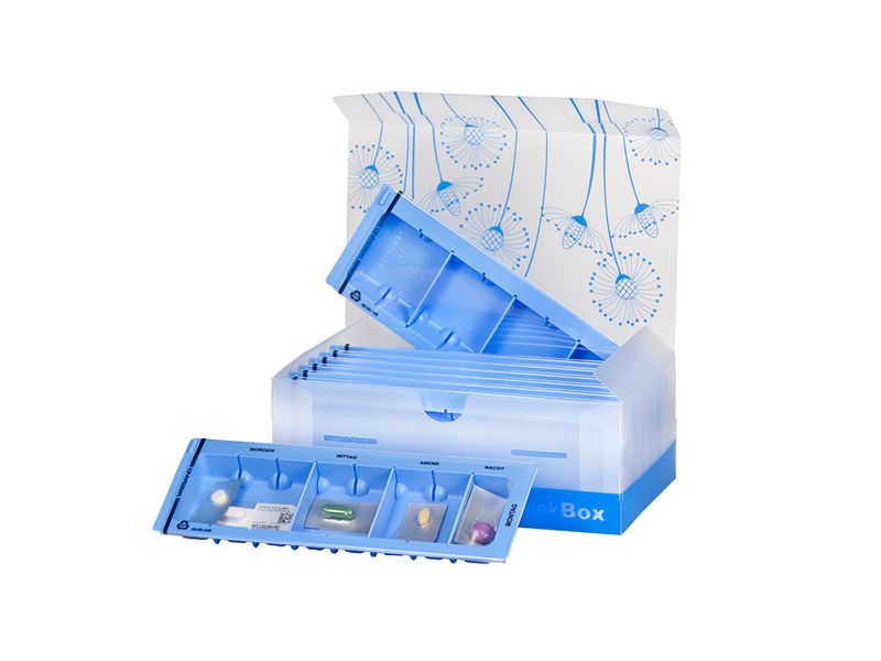 Wiegand Wochenpillenspender Weekbox Set M-Flex 7 Tage deuts Medikamentenbox mit 7 Einlagen à 4-8 Fächer