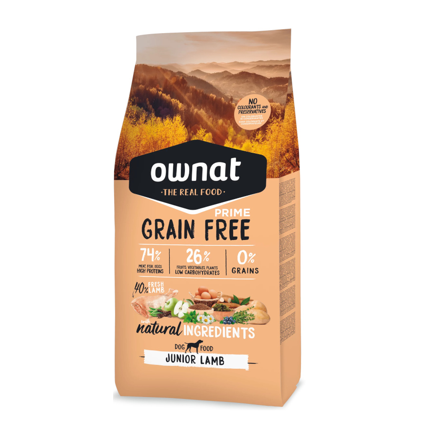Alimento Ownat Junior Prime Grain Free para Cães com Cordeiro