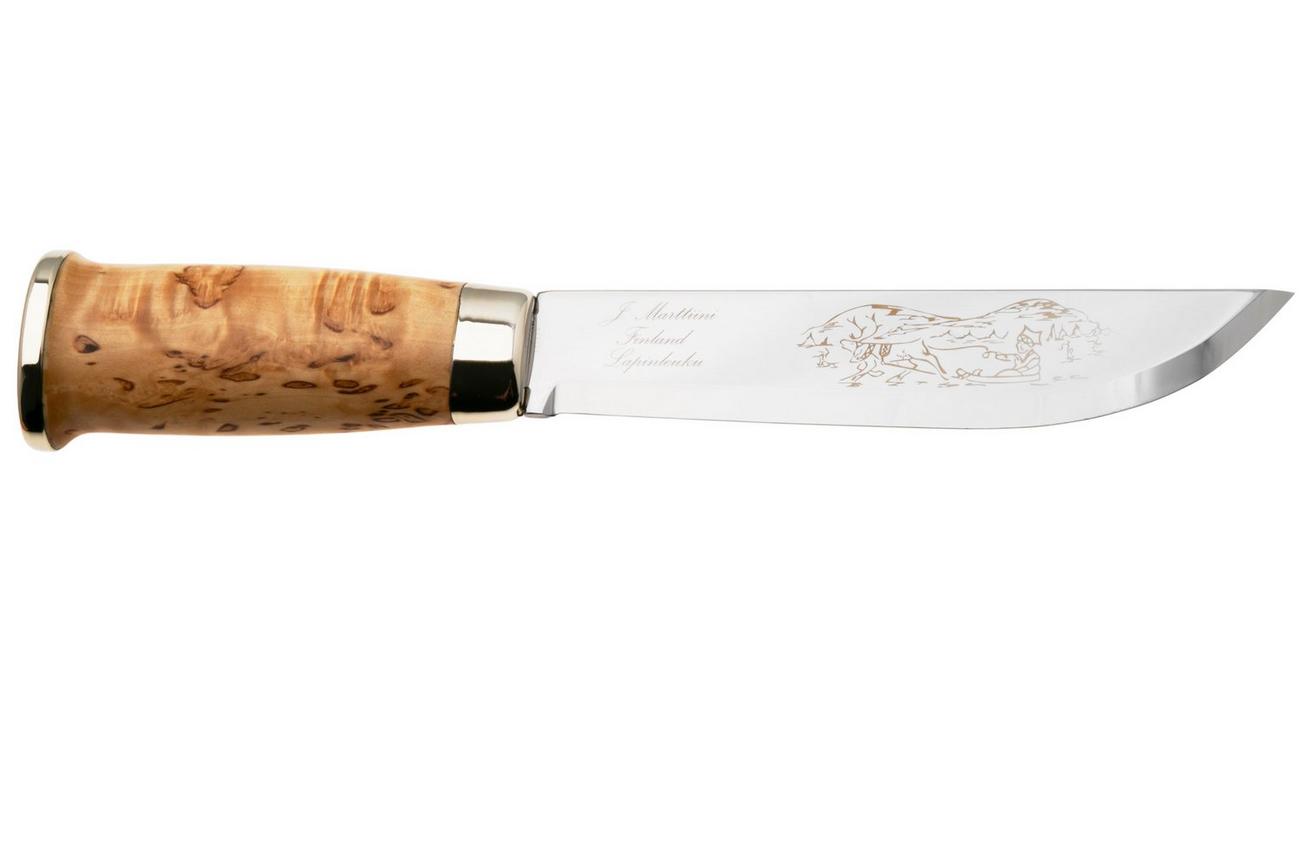 Marttiini Lapp 250010 Stainless, Curly Birch, vaststaand mes