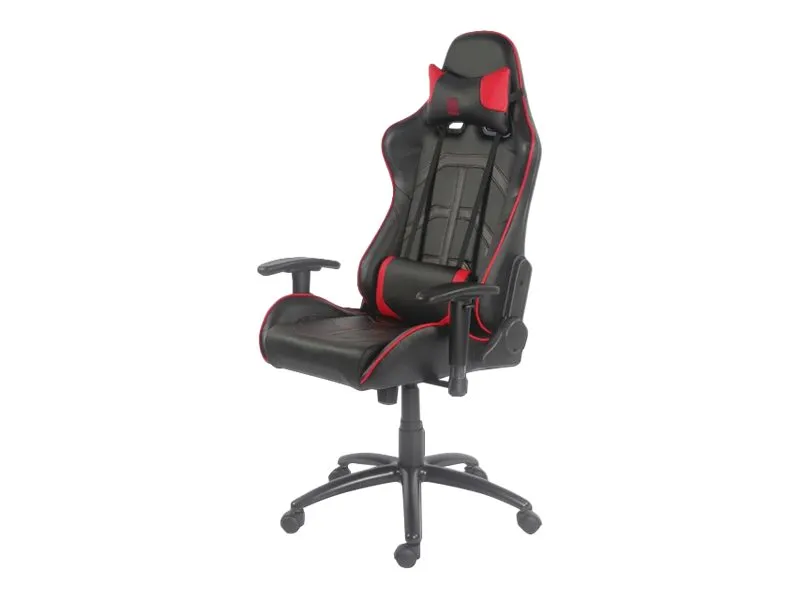 LC Power LC-GC-1 - Stol - ergonomisk - armstøtter - T-formet - drejeled - plastik, metal, PU-behandlet læder - sort/ rød
