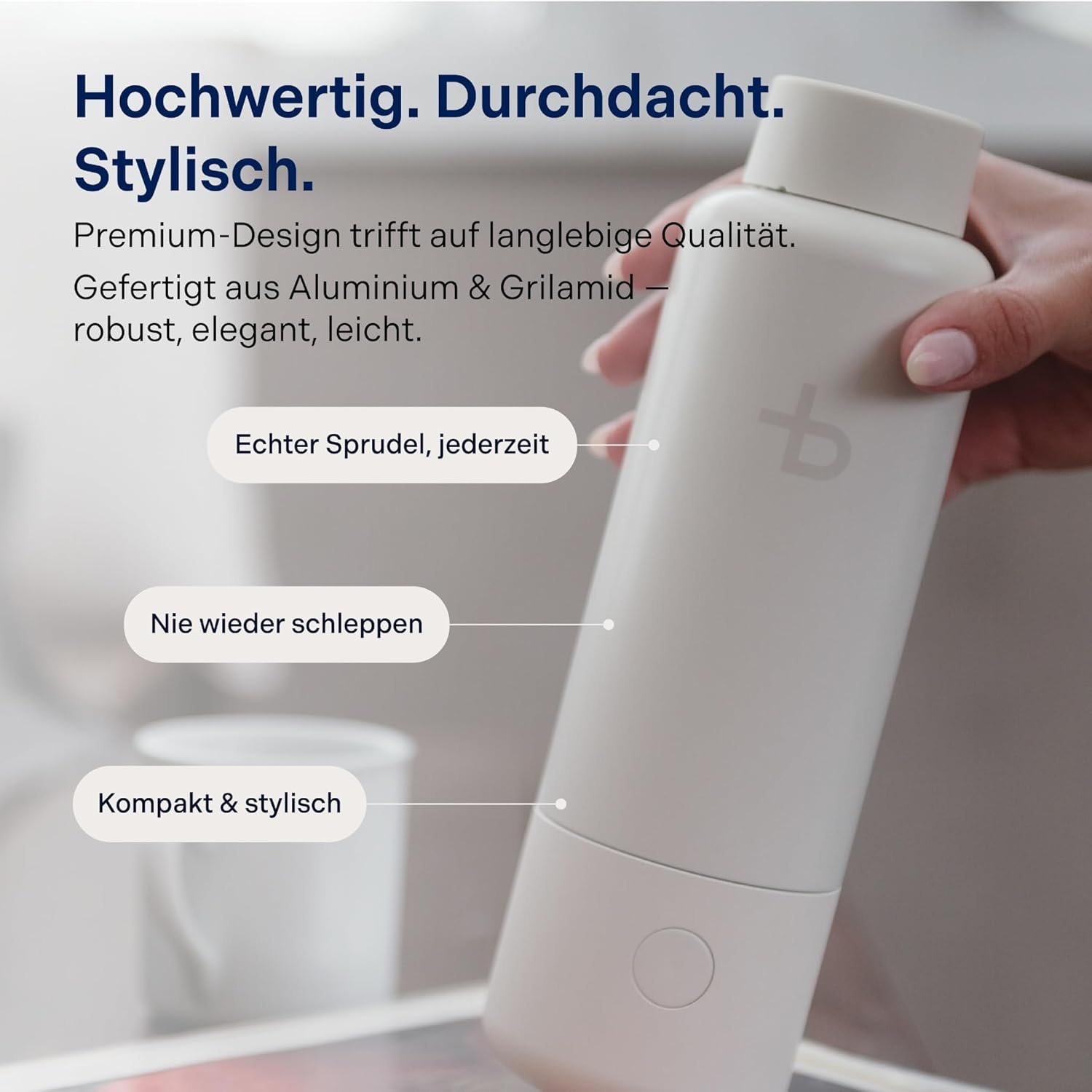 100% Plastikfreier Wassersprudler To Go - bis zu 6L Sprudelwasser Unterwegs - Spark Set Sprudler Auffüllstation + 600ml Metalflasche Carbonator - CO2 Zylinder nicht Inkl
