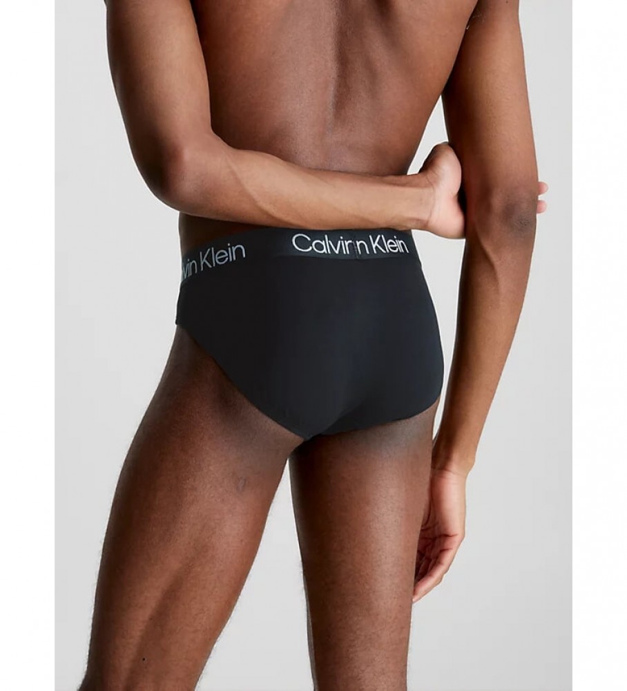 Conjunto Calvin Klein com 3 camisolas Modern Structure nas cores preto, branco e cinza.