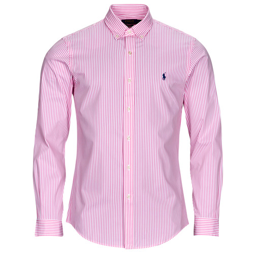 Polo Ralph Lauren - CHEMISE AJUSTEE SLIM FIT EN POPELINE RAYE Rosa / Blanco