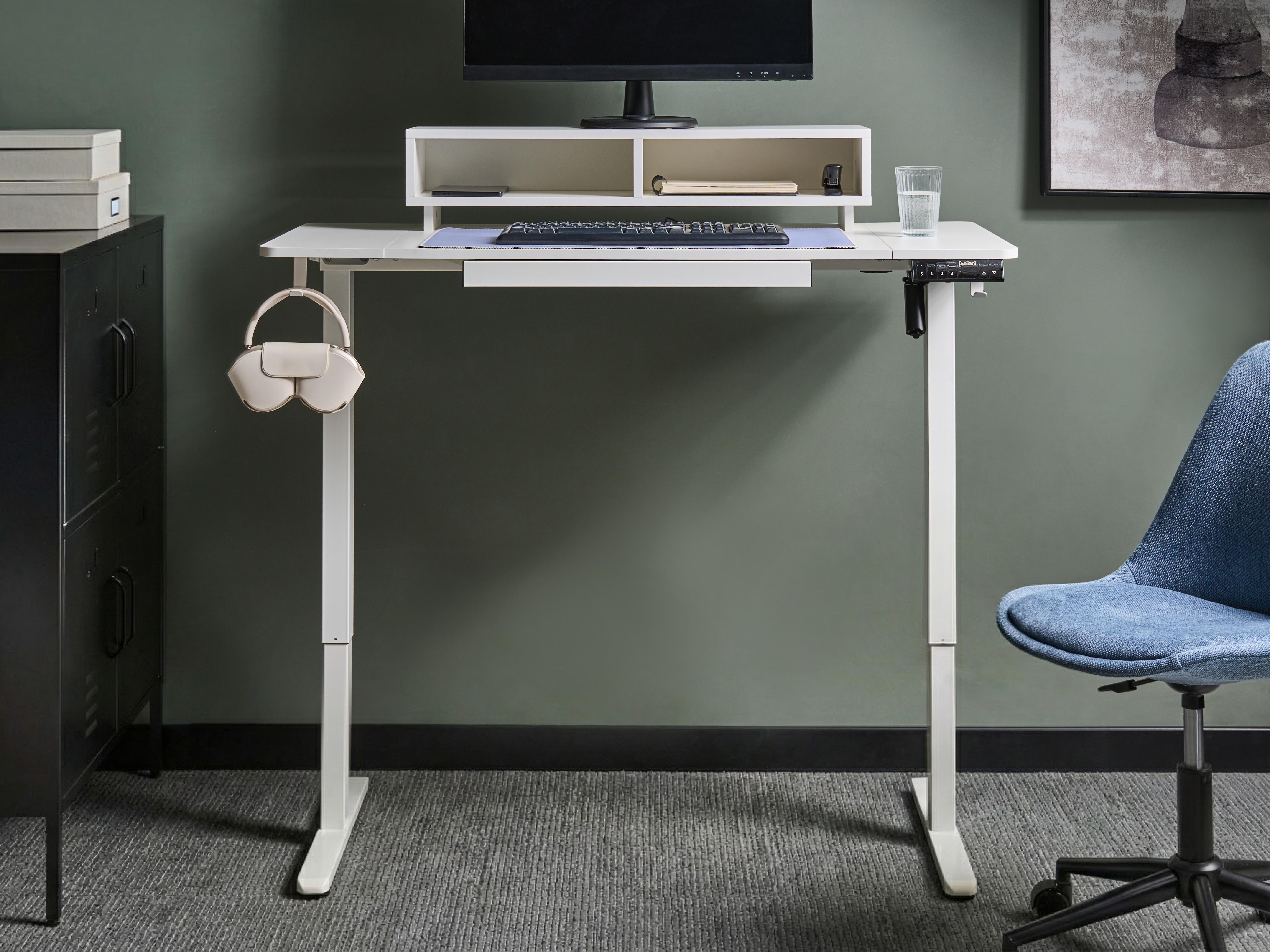 Elektrisch verstelbaar sta-bureau LUCAMA Wit 120 cm 60 cm met USB-poort