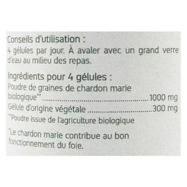 Cápsulas Vegetais de Cardo Mariano Orgânico Nat & Form - 200 unidades