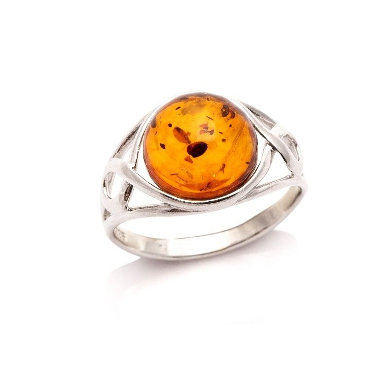 Bague argent 925 Ambre veritable de la mer Baltique