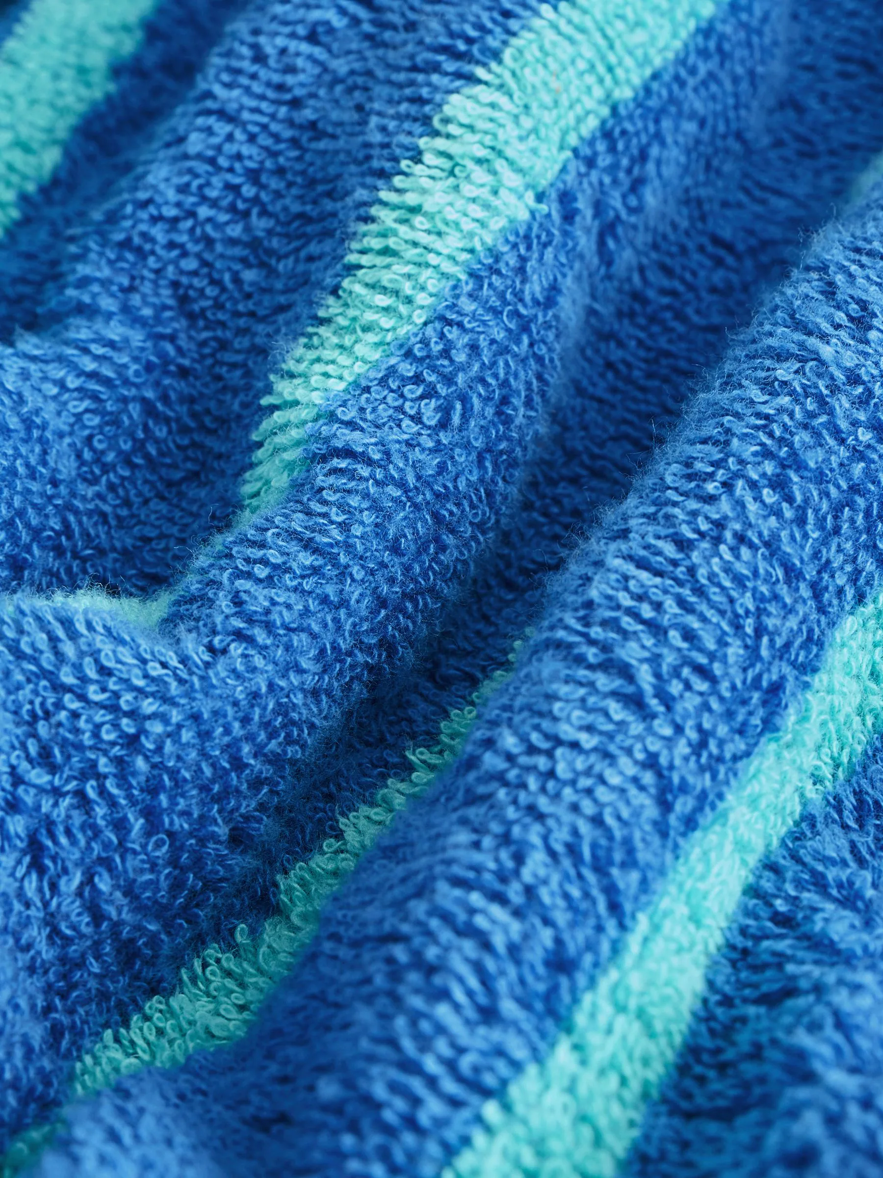 Kobaltblauw/Aquablauw Strepen - Katoenen kamerjas van badstof