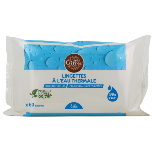 Lingettes biodégradables à l'Eau Thermale d'Auvergne Gifrer