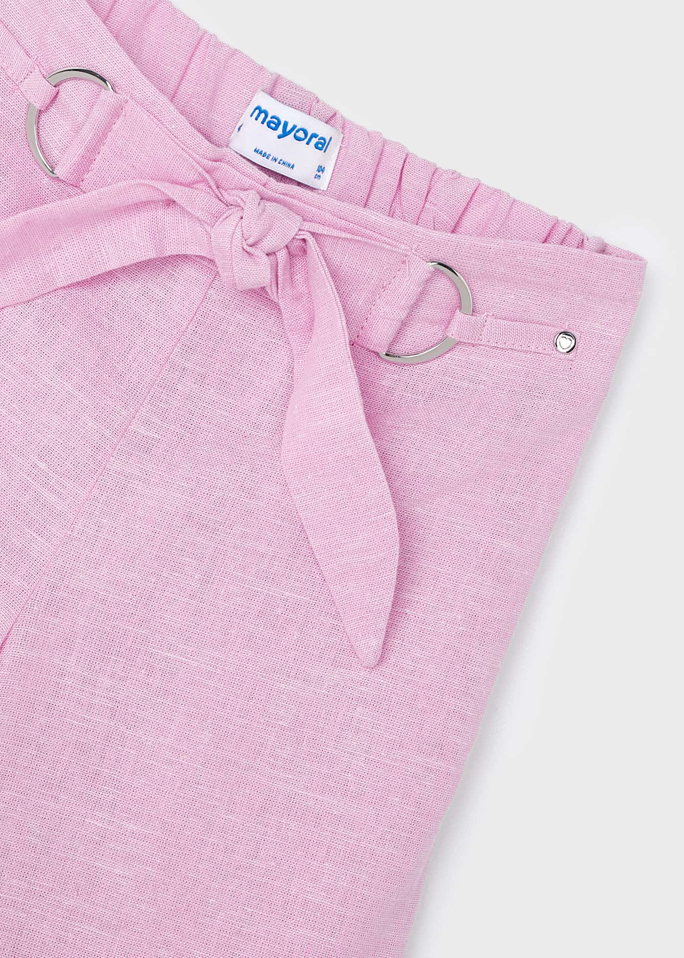 Calças culote de linho azul para meninas