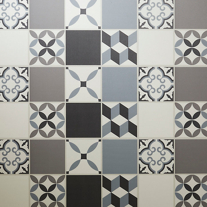 Dalle PVC clipsable Jazy Carreaux de ciment gris 30 x 60 cm GoodHome (vendue au carton)
