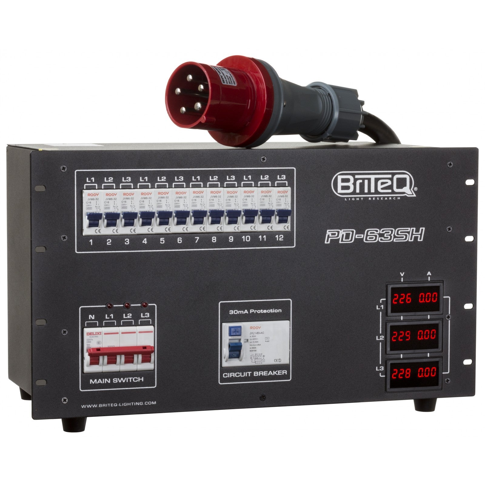 Briteq PD-63SH/FRA/BEL 3-fasen stroomverdeler