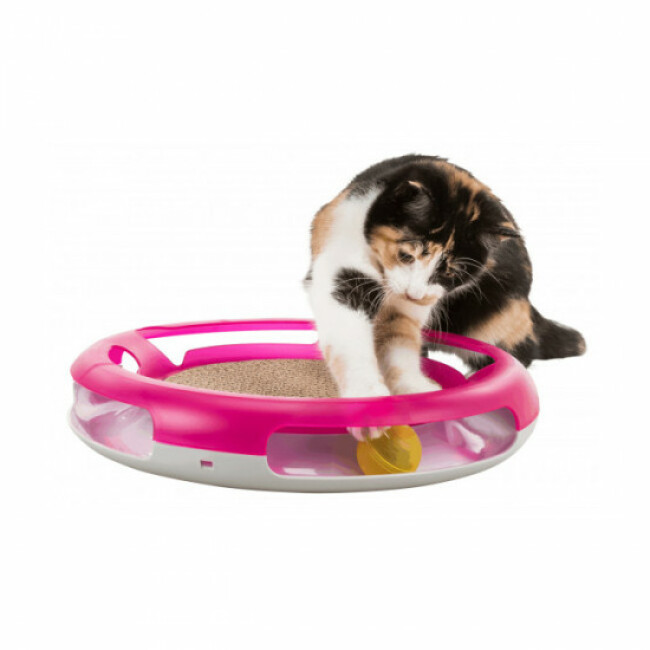 Plateau de jeu Race & Scratch avec balle et griffoir pour chat Trixie