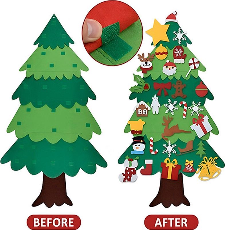 Jojoy - Kerstboomproject – Veilige Vilt DIY Boom met 26 Versieringen voor Kinderen - FELTPINETREE