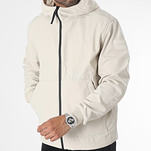 Veste Zippée Capuche Softshell Mix Media 1465 Beige