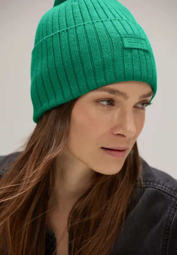 Strick Beanie - dark cameo green
