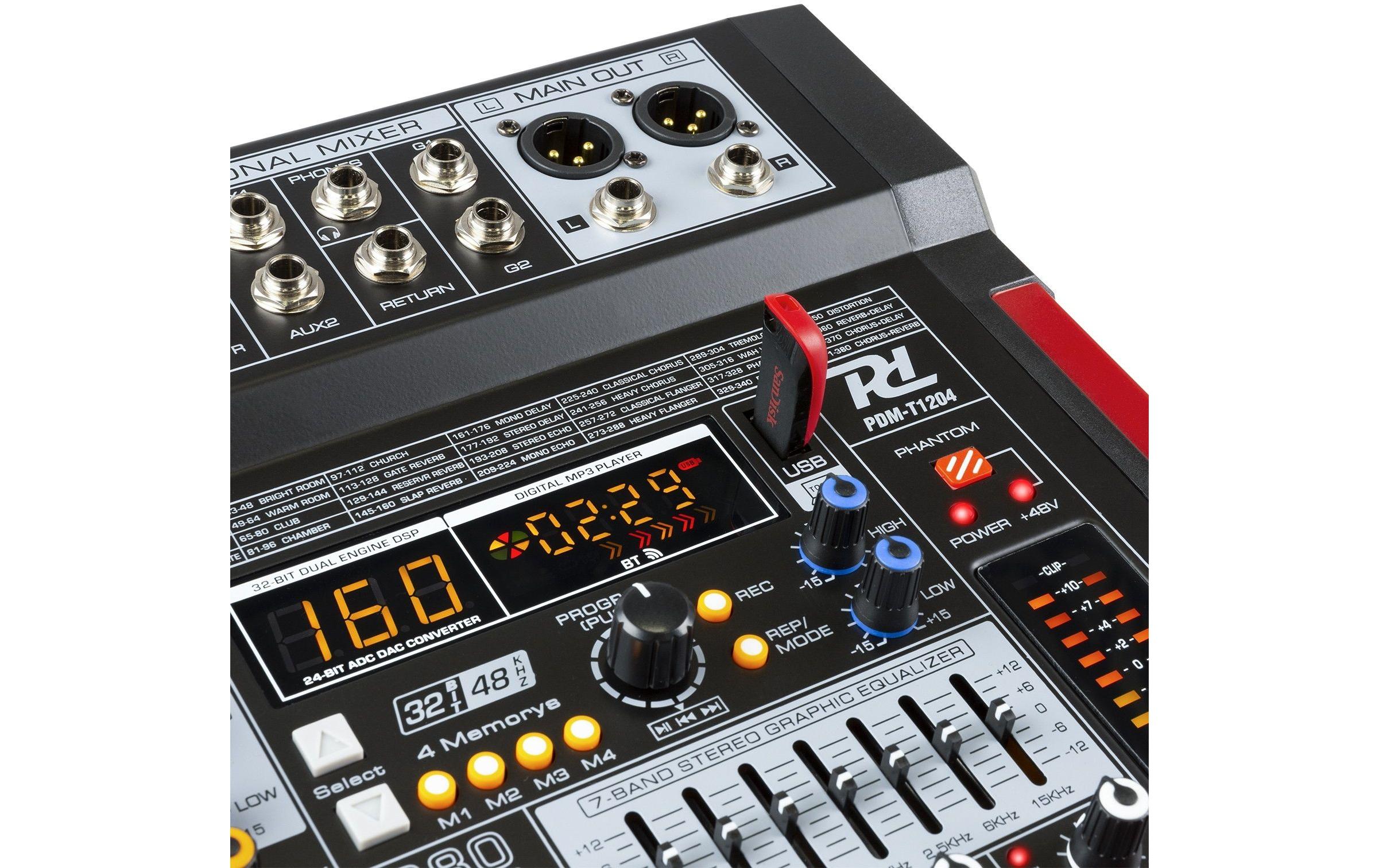 Mischpult PDM-T1204<br>Bühnenmischer mit einem 32-Bit-DSP-Effektprozessor