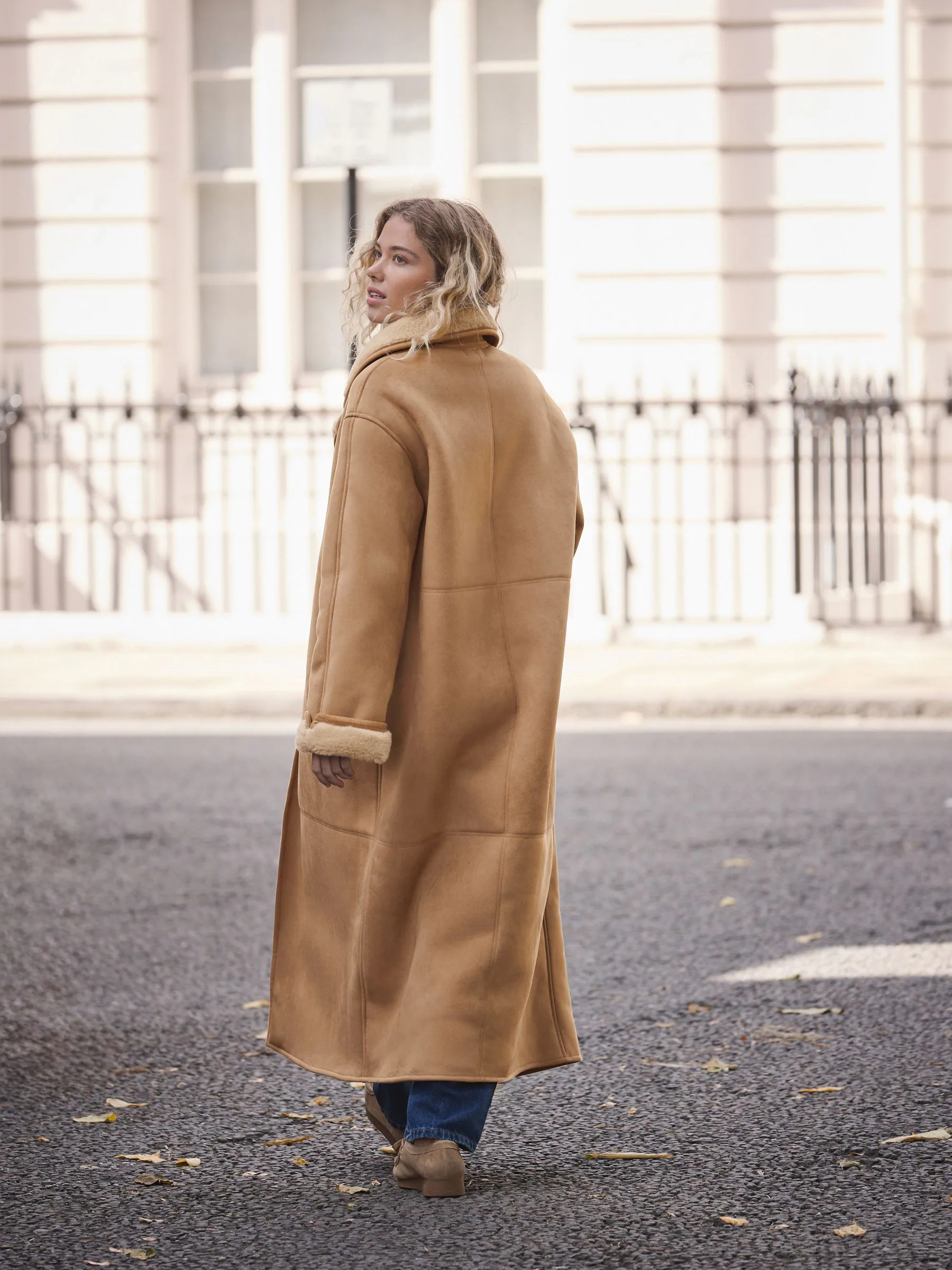 Lichtbruin - Shearling Maxi Coat