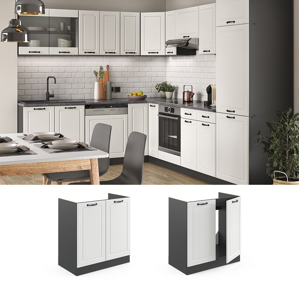 Vicco Spülenunterschrank 80 cm Anthrazit Küchenschrank Unterschrank Küchenzeile R-Line