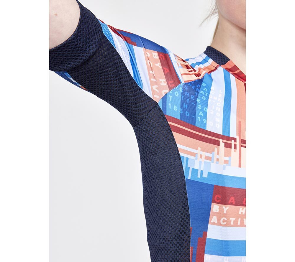 Craft ADV Endurance Graphic Fietsshirt Korte Mouwen Blauw/Wit/Multi Dames