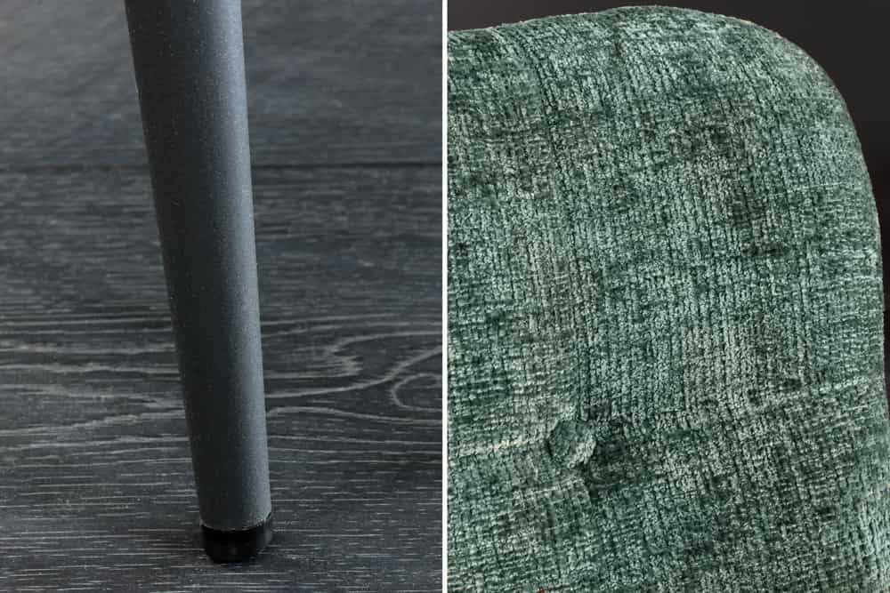 Design Sessel SCANDINAVIA grün Chenille Cremona schwarz Metall mit Armlehne