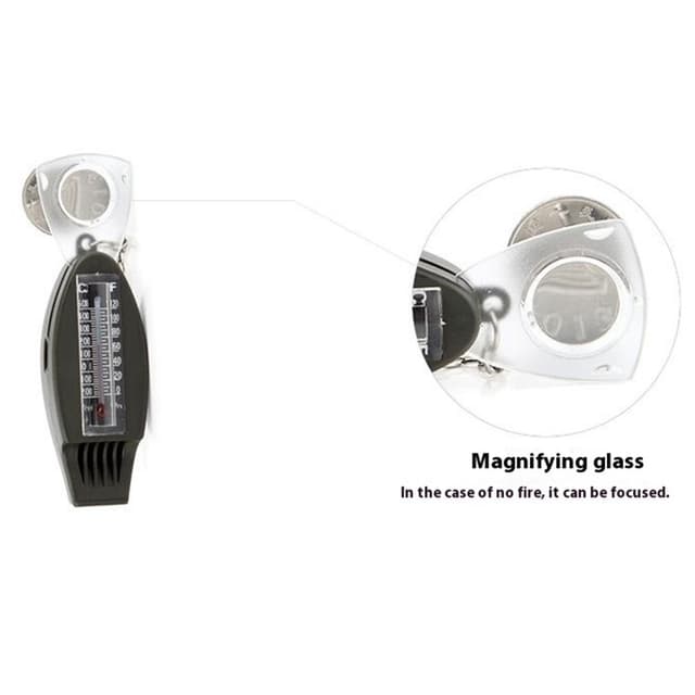 Multifunktion 4 i 1 fløjte Forstørrelsesglas kompas termometer