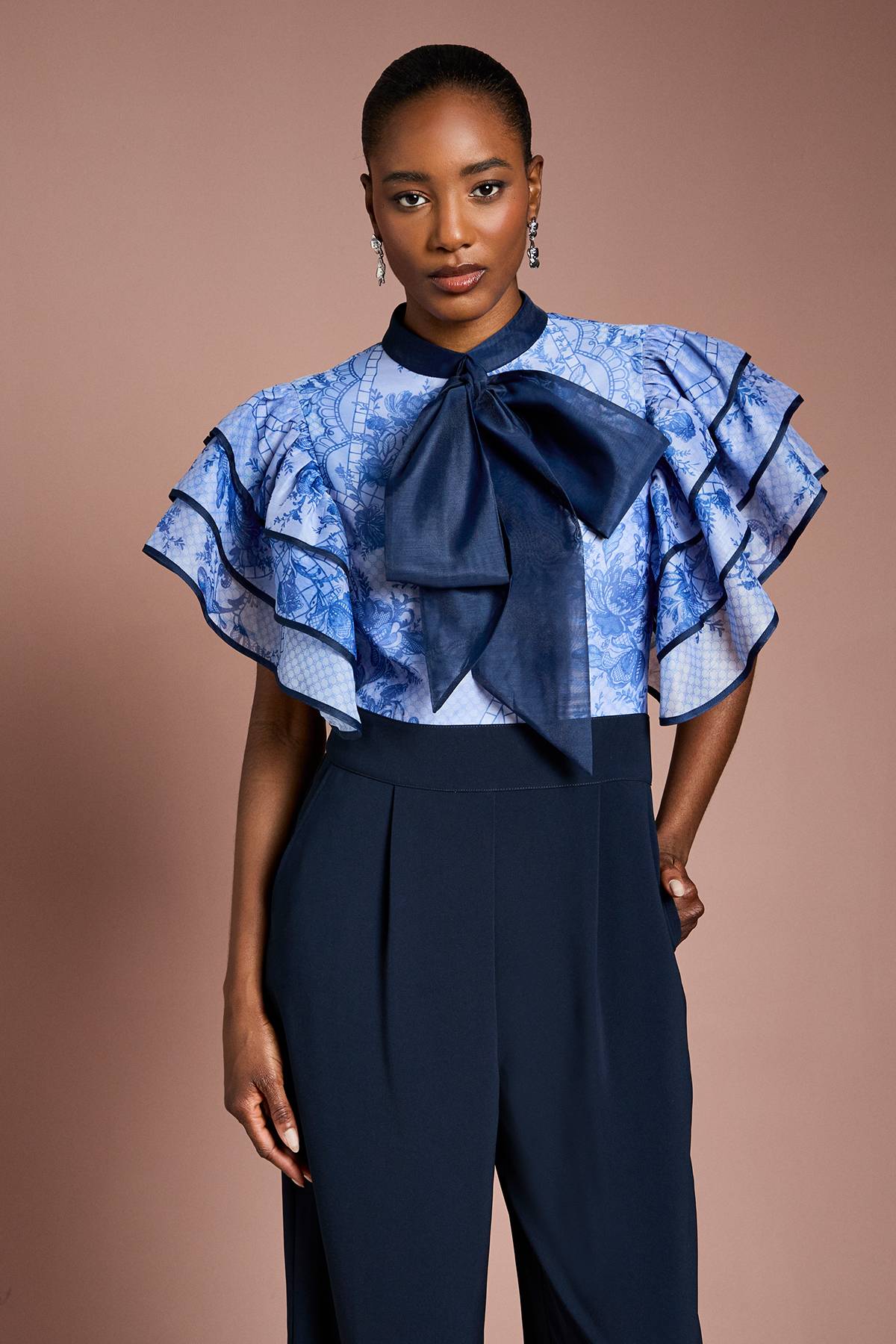 Coast Combinaison Large à Manches Volantées en Organza Imprimé