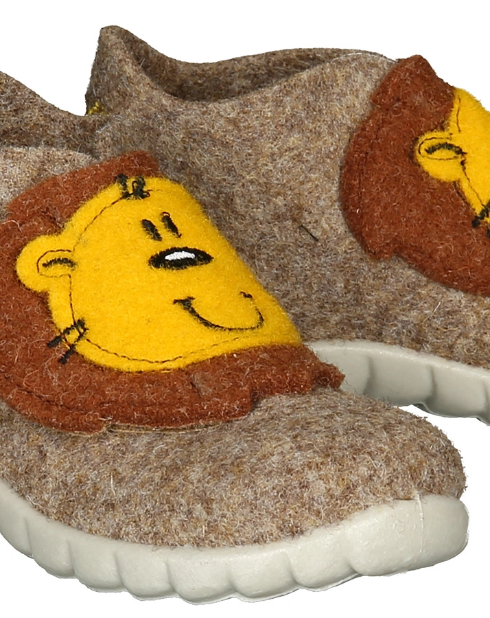 Filz-Hausschuhe HAPPY LION in beige