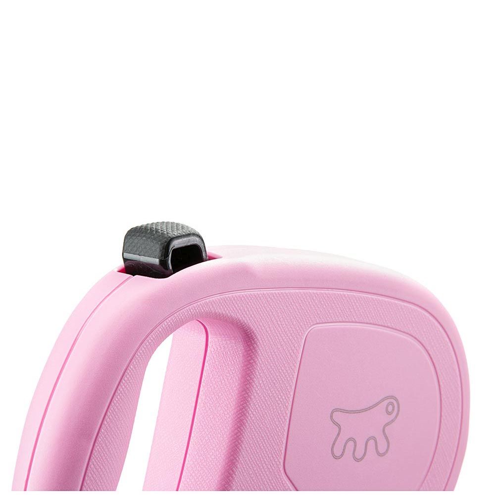 Laisse rétractable pour chiens de taille moyenne flippy one tape s, sangle extensible 4 m, max 15 kg, rose