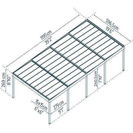 Carport Oslo - 596,5 x 1195 cm