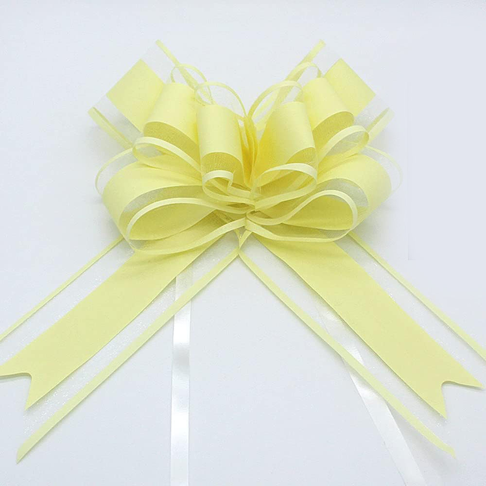 (10er Set) 20cm Wiederverwendbare Geschenk Maschen Deko Zug Schleifen - Gelb