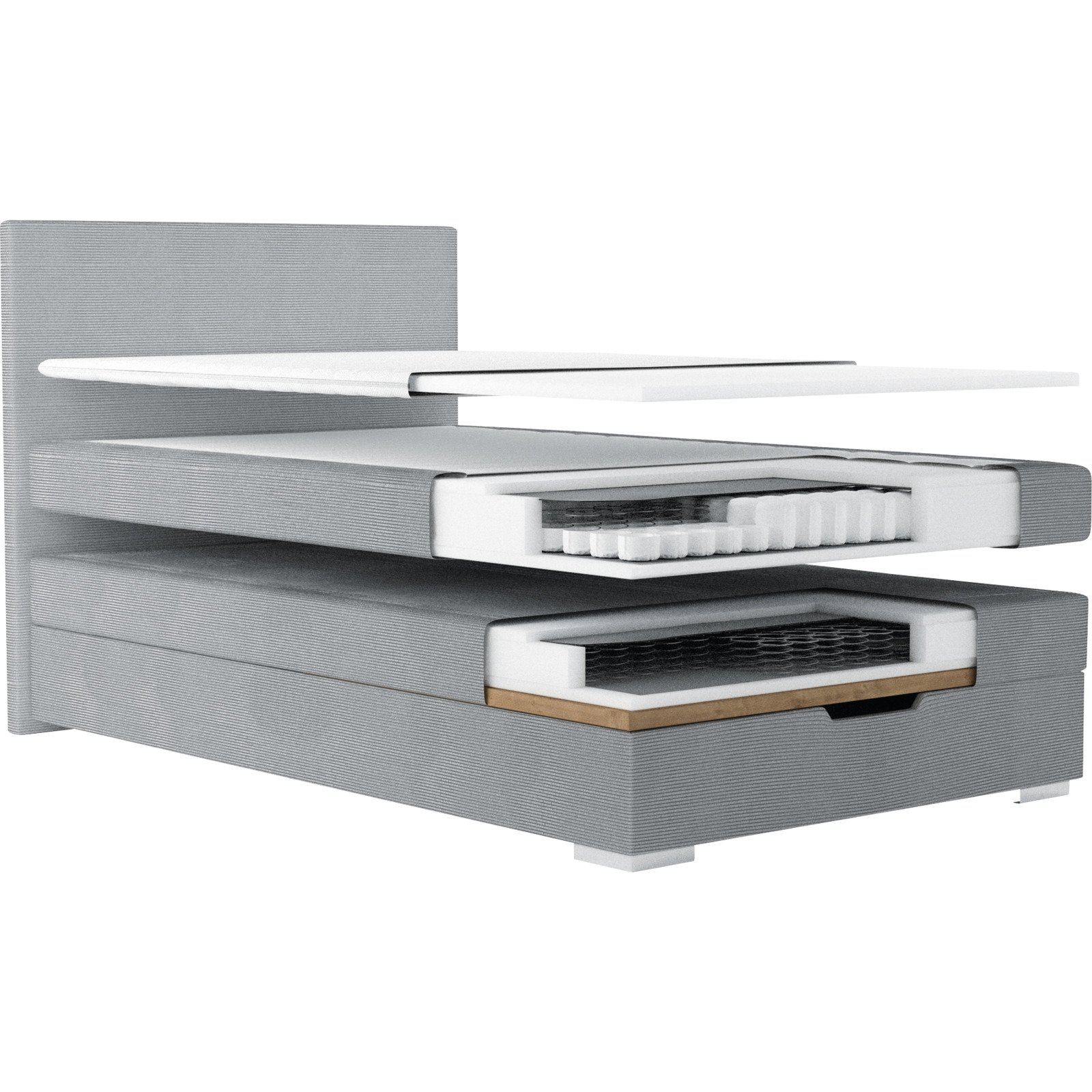 Boxspringbett Porto Cordstoff hellgrau 140 x 200 cm