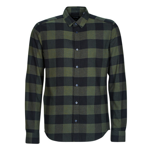 Only & Sons  - ONSGUDMUND LIFE LS CHECKED SHIRT - Kaki / Noir
