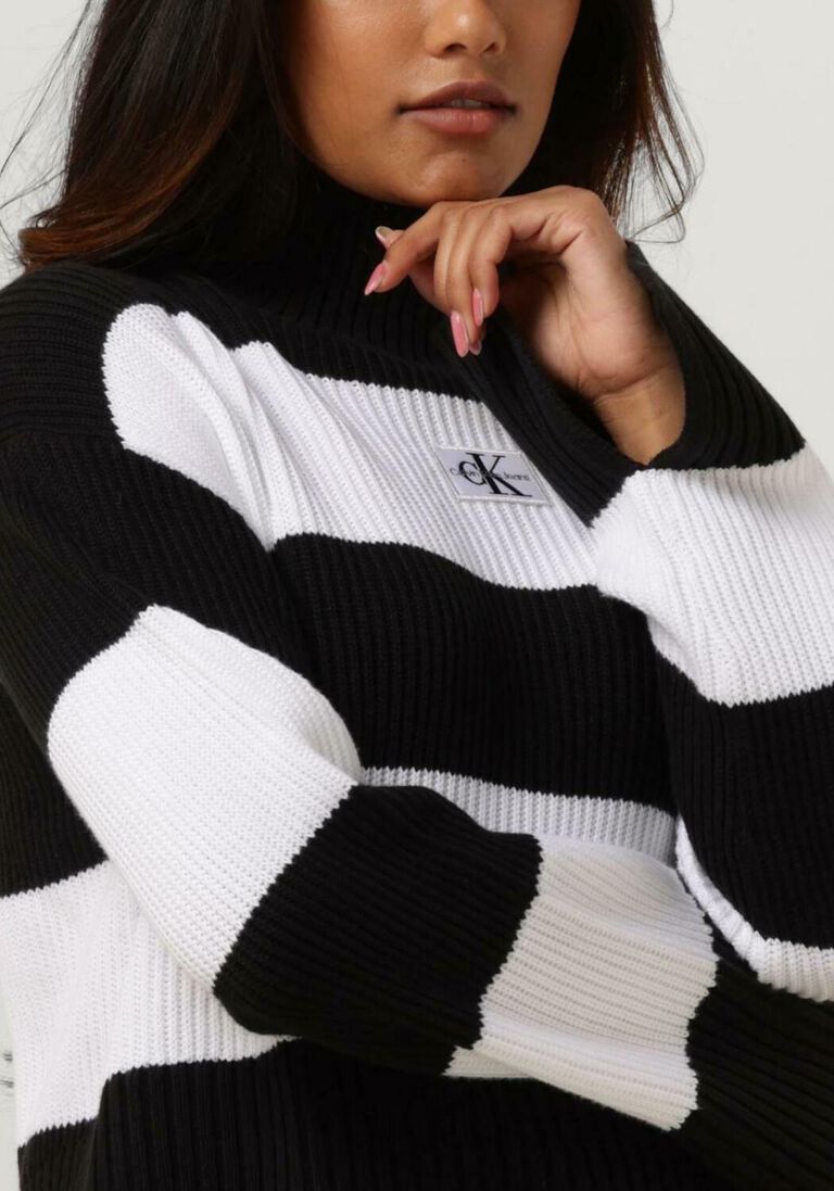 CALVIN KLEIN zwarte calvin klein coltrui label chunky sweater