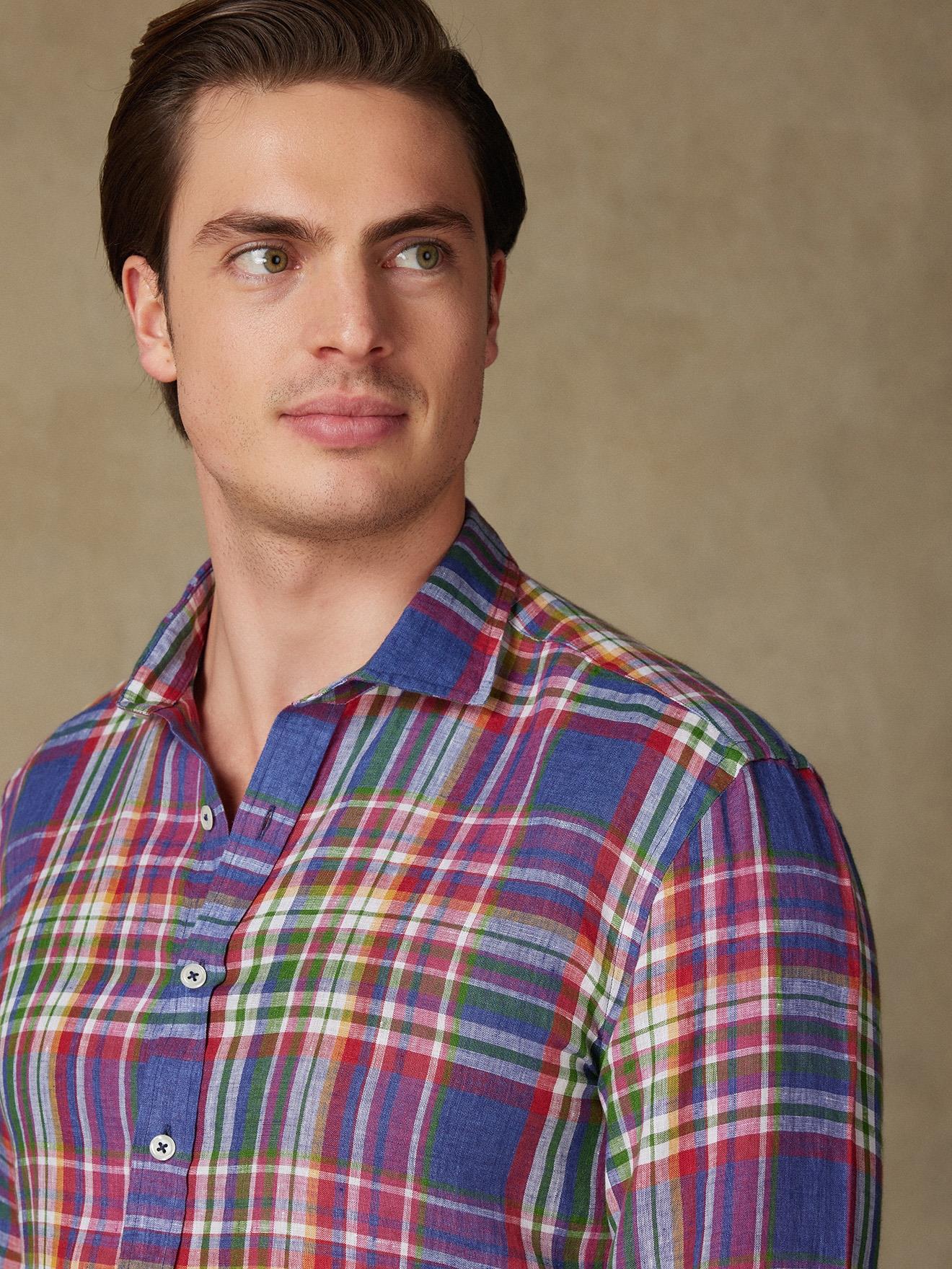 Chemise Oscar en lin à motif tartan
