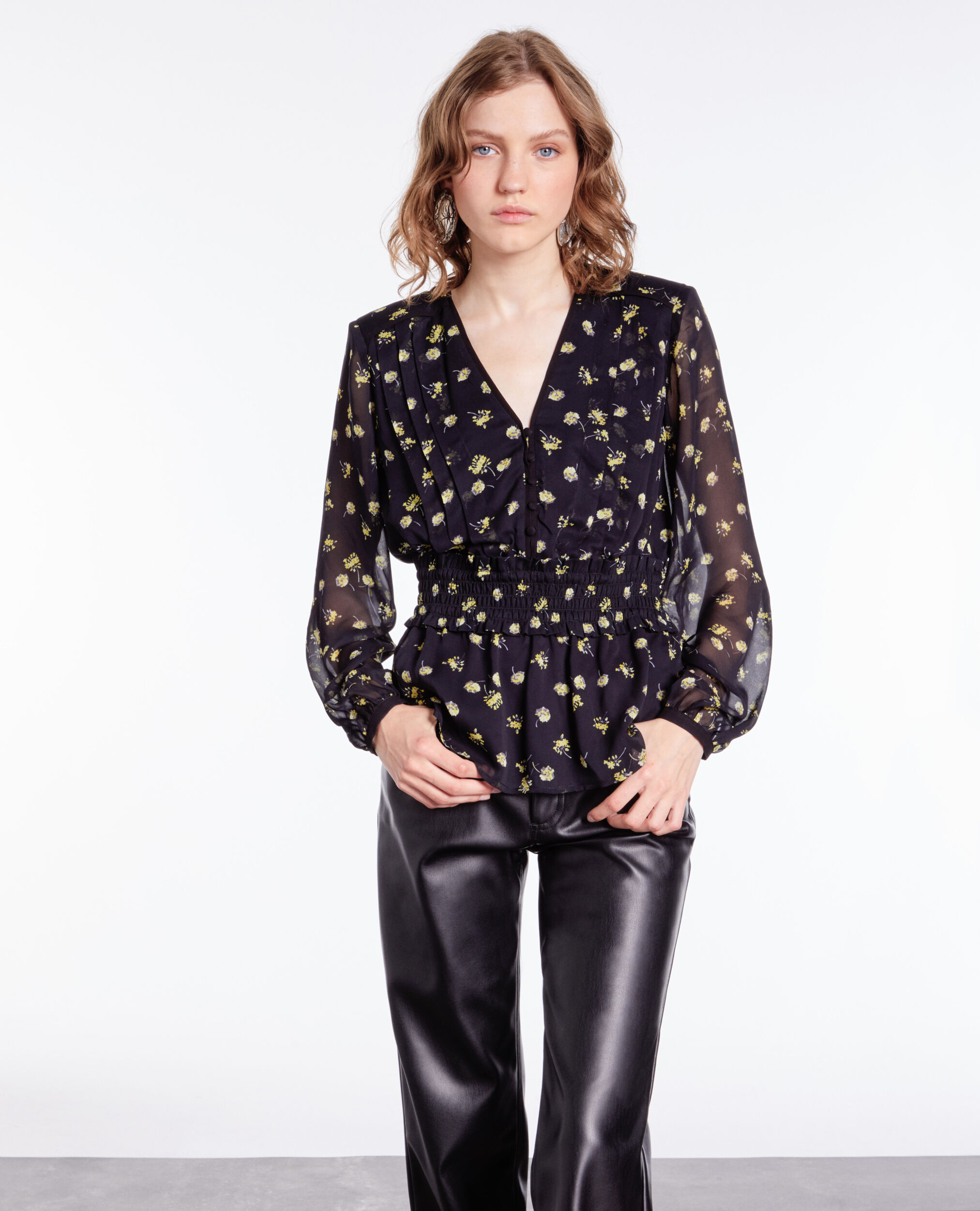 Top imprimé avec smocks